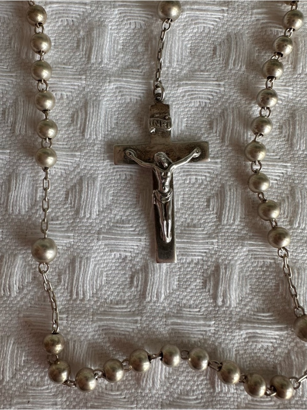 Sterling Silver 1930s Rosary Beads in matching Sterling Silver Floral Box 30gm - Picture 3 of 16